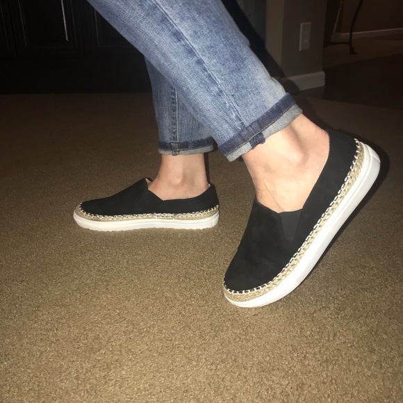 Suede/espadrille black slip ons - Picture 4 of 6